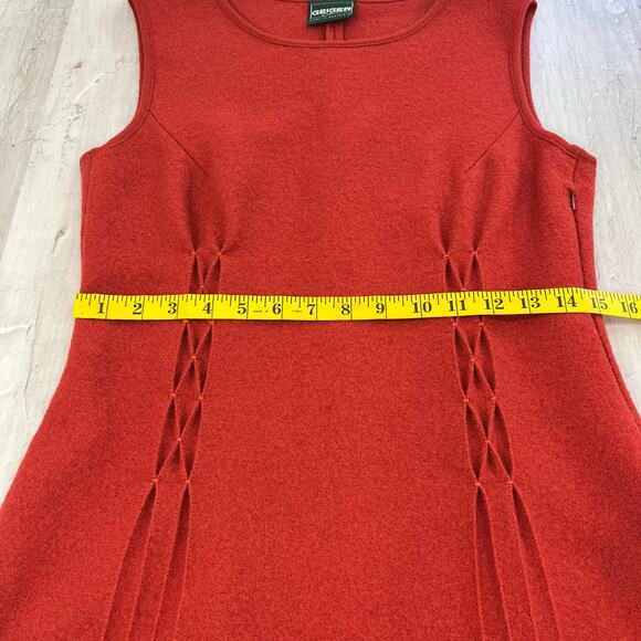 Geiger Of Austria Red Sleeveless Fitted Elegant Classic Warm Pure Wool Dress 6-8 - Picture 10 of 10